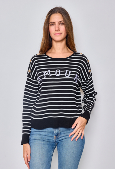 Wholesaler Paris et Moi - “AMOUR” sweater with shoulder buttons