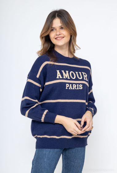 Wholesaler Paris et Moi - “AMOUR PARIS” striped sweater