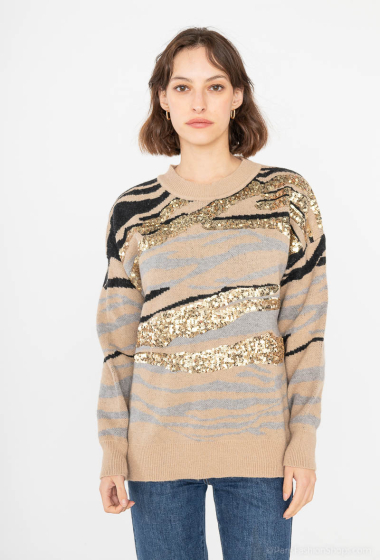 Wholesaler Paris et Moi - Camouflage jumper with glitter patterns