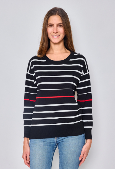 Wholesaler Paris et Moi - Red line round neck sweater