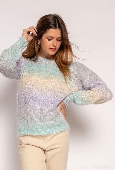 Wholesaler Paris et Moi - Two-colored striped fluffy jumper