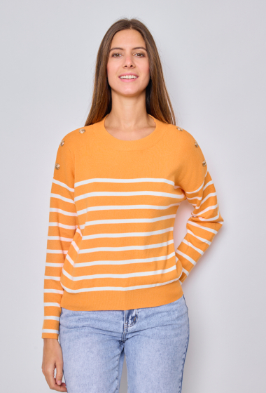 Wholesaler Paris et Moi - Thin straight sweater with shoulder buttons ref 8877
