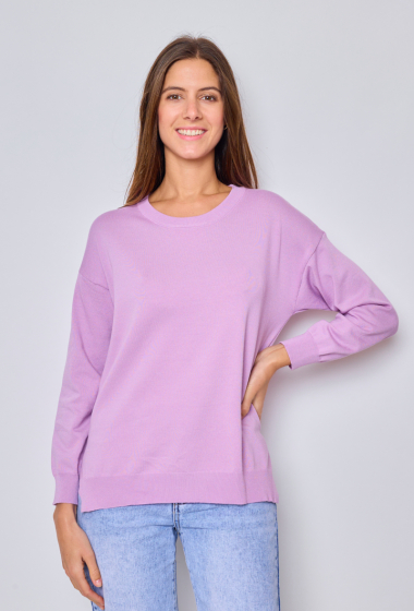 Wholesaler Paris et Moi - Light straight round neck sweater, plain ref 8858