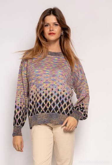 Wholesaler Paris et Moi - Multicolored jumper with diamond print