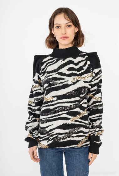 Wholesaler Paris et Moi - Oversized camouflage sequin sweater