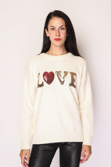 Wholesaler Paris et Moi - "LOVE" sequin sweater with heart