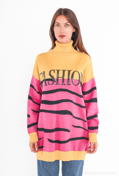 Wholesaler Paris et Moi - Zebra print “FASHION” sweater dress