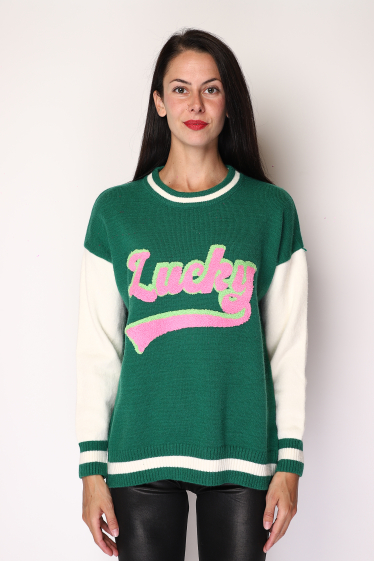 Großhändler Paris et Moi - Tufted-Pullover „Lucky“ in amerikanischer Jersey-Optik