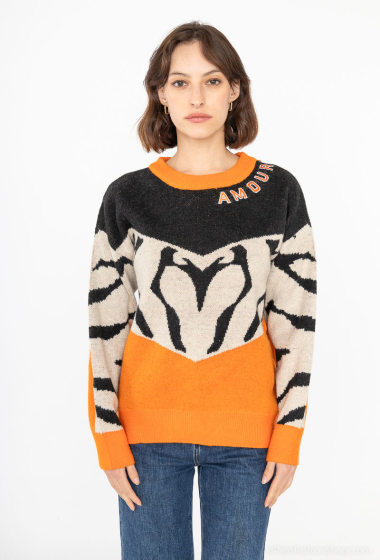 Wholesaler Paris et Moi - Pullover with American style “AMOUR” embroidery