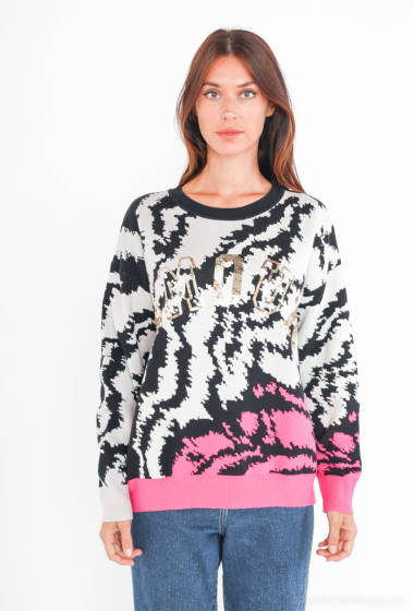 Wholesaler Paris et Moi - “AMOUR” sweater with tiger patterns