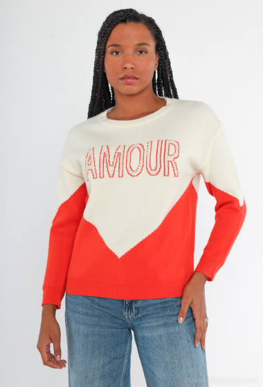 Großhändler Paris et Moi - Zweifarbiger Pullover „LOVE“.