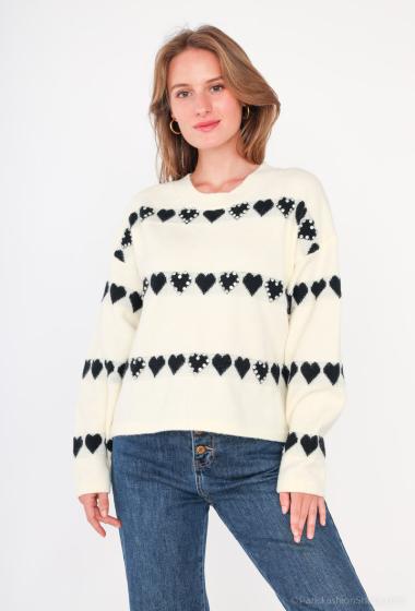 Wholesaler Paris et Moi - Round neck pullover with long sleeves heart pattern