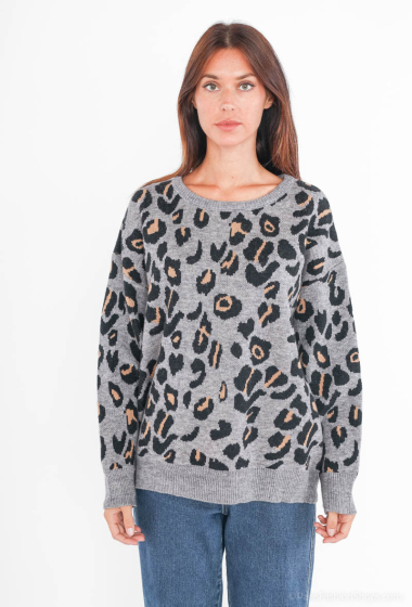 Wholesaler Paris et Moi - Leopard print round neck sweater