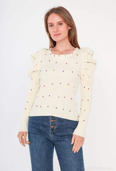 Wholesaler Paris et Moi - Light ribbed pullover with long sleeves with colored sequins
