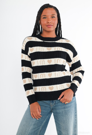 Wholesaler Paris et Moi - Tufted jersey pullover with "Lucky" inscription