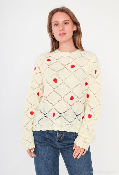Großhändler Paris et Moi - Leichter bestickter Pullover mit Herzmuster