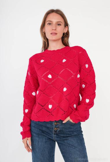 Wholesaler Paris et Moi - Lightweight embroidered pullover with hearts pattern