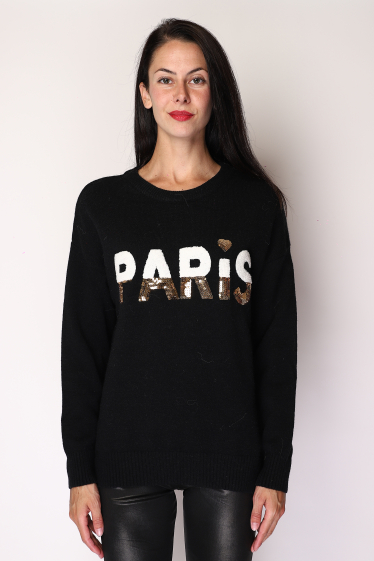 Wholesaler Paris et Moi - Tufted and sequined wool sweater
