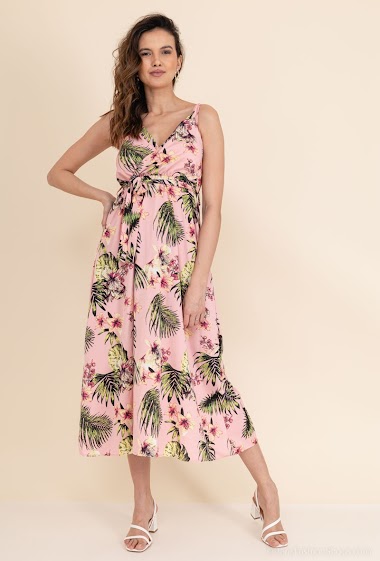 Wholesaler Paris et Moi - Floral print belted shirt dress