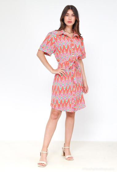 Großhändler Paris et Moi - Hemdblusenkleid mit Batikdruck