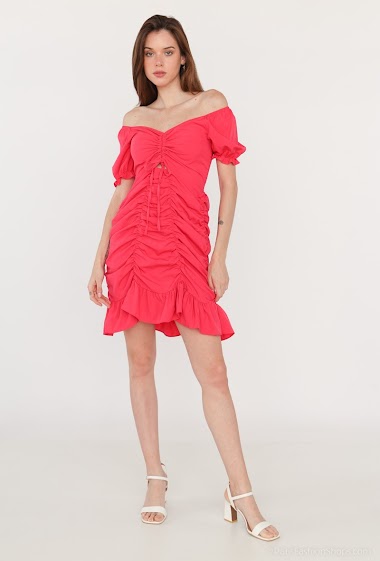Wholesaler Paris et Moi - Short Sleeve Ruched Summer Short Dress