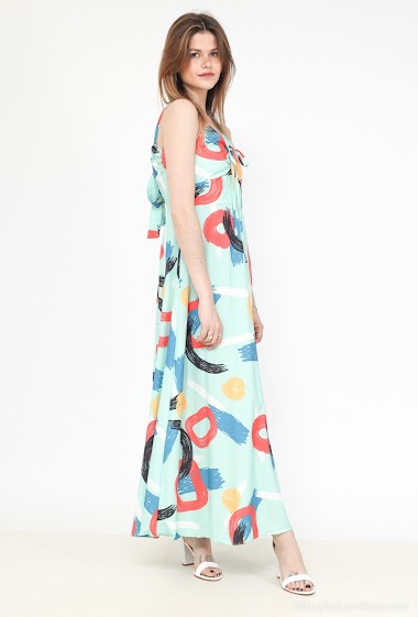 Großhändler Paris et Moi - Fließendes, verstellbares Kleid mit Trägern mit geometrischem Print
