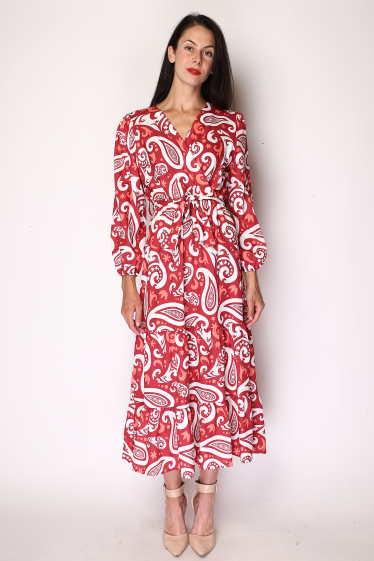 Großhändler Paris et Moi - Fließendes Crossover-Kleid mit Bohemian-Muster