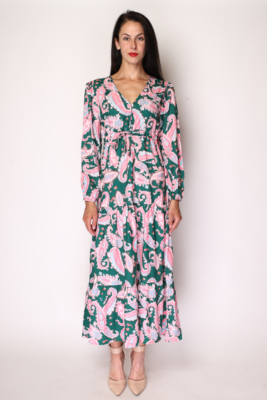 Wholesaler Paris et Moi - Plus Size Long Sleeve Printed Dress