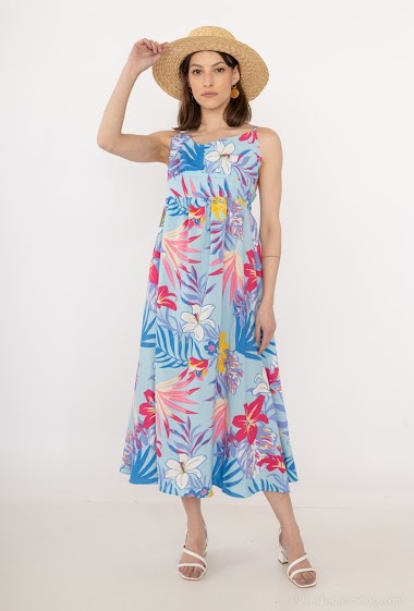 Wholesaler Paris et Moi - Long dress with floral print straps