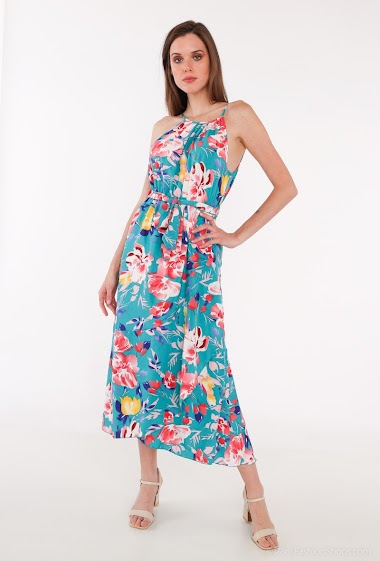 Wholesaler Paris et Moi - Long dress with American collar, floral print