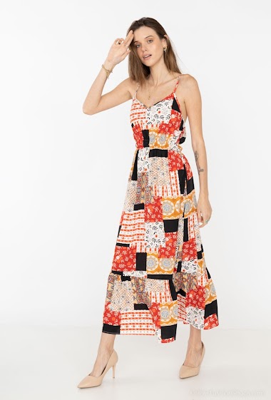 Wholesaler Paris et Moi - Long printed dress with straps