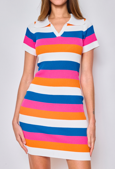 Wholesaler Paris et Moi - Multicolor striped knit dress ref 8905