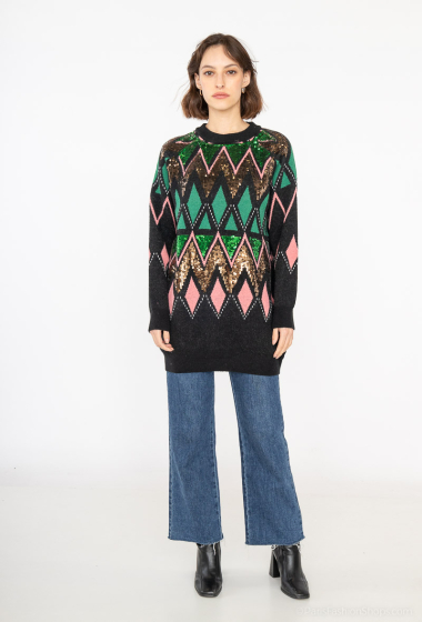 Wholesaler Paris et Moi - Long sweater tunic for sequin parties