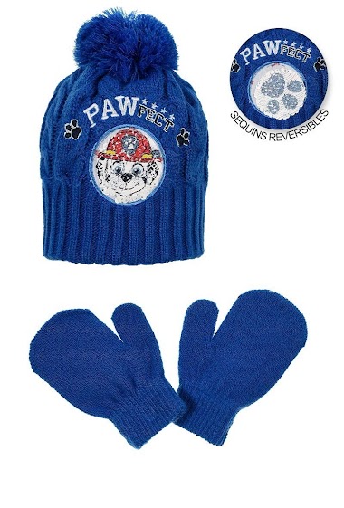 Grossistes Paw Patrol - Bonnet +gants  PAT PATROUILLE