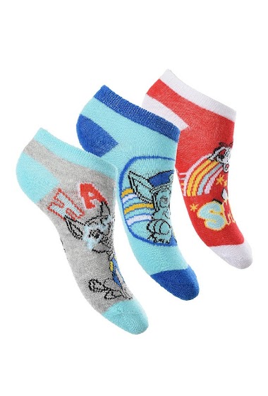 Grossiste Paw Patrol - Pack 3 chaussettes basses paw patrol 55%co 25%pe