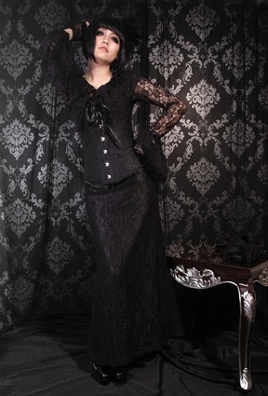 Großhändler Pentagramme - Victorian Gothic Trumpet Mermaid Lace Skirt