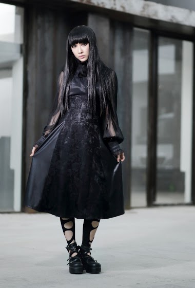 Großhändler Pentagramme - Gothic high skirt with lace