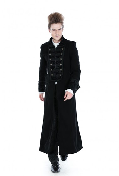 Mayorista Pentagramme - Men's gothic wool-style hooded coat