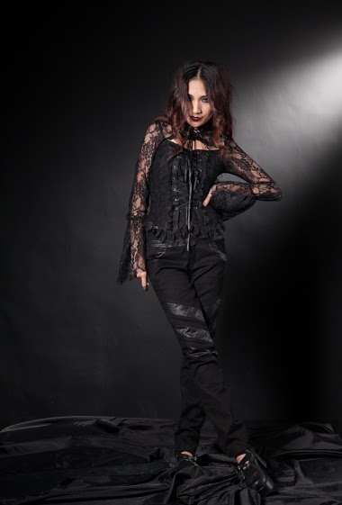 Großhändler Pentagramme - Women's Gothic Punk Laced Trousers