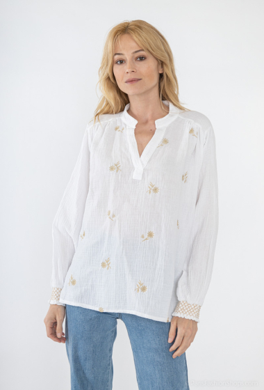 Wholesaler Pépouz' Paris - Embroidered cotton gauze blouse