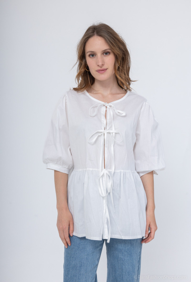 Wholesaler Pépouz' Paris - Short-sleeved blouse with bow