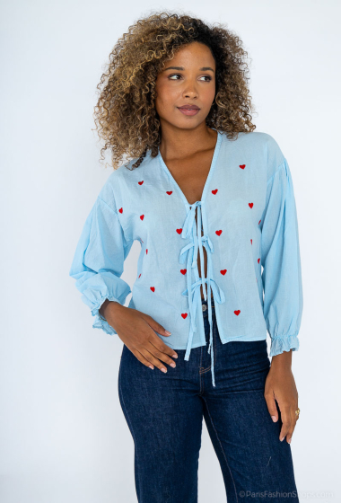 Wholesaler Pépouz' Paris - Heart embroidery bow blouse