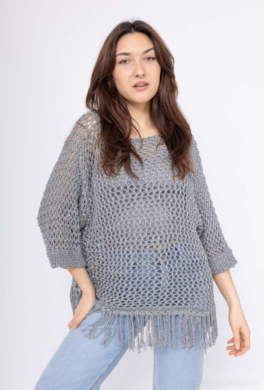Wholesaler PÉPOUZ' PARIS - Fringed openwork knit sweater