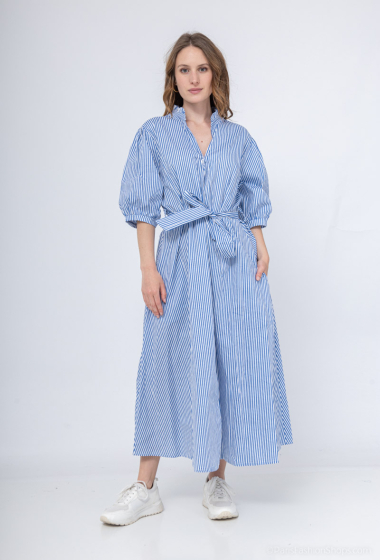 Grossiste Pépouz' Paris - Robe chemise coton rayée