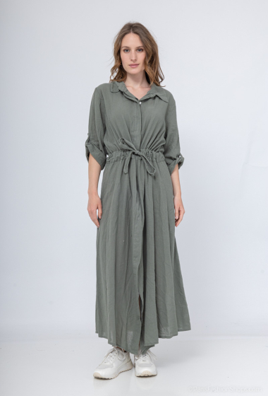 Wholesaler Pépouz' Paris - Long cotton shirt dress with belt