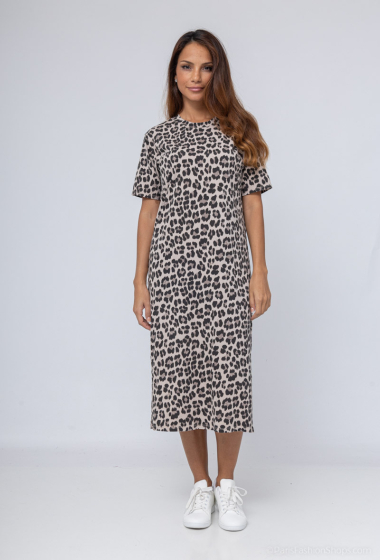 Wholesaler Pépouz' Paris - Leopard jersey dress with slit
