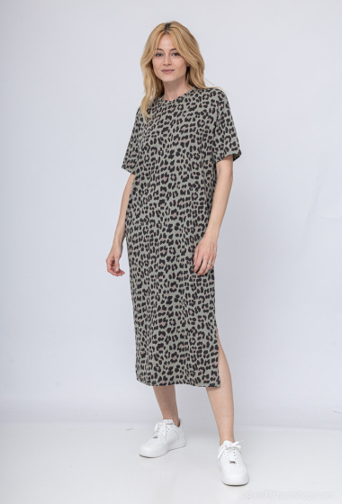 Wholesaler Pépouz' Paris - Leopard jersey dress with slit