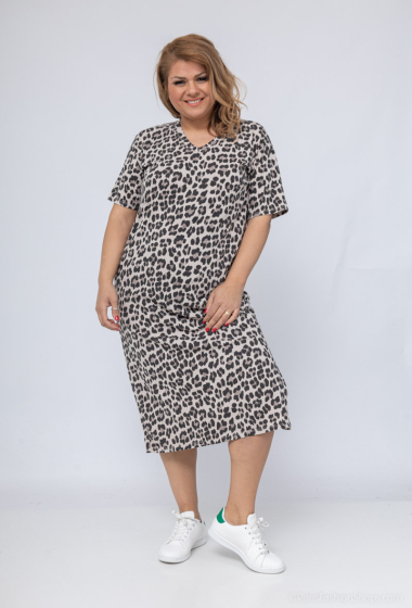 Großhändler Pépouz' Paris - Plus-Size-Kleid mit Leopardenmuster aus Baumwolle