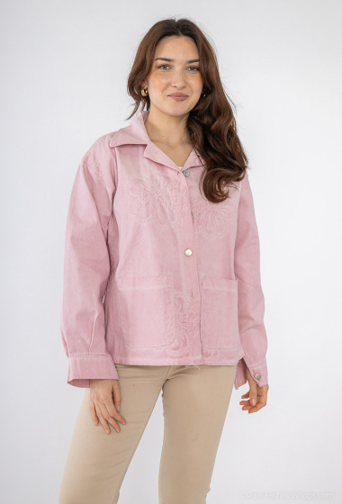 Wholesaler PÉPOUZ' PARIS - Washed cotton shirt jacket with embroidery
