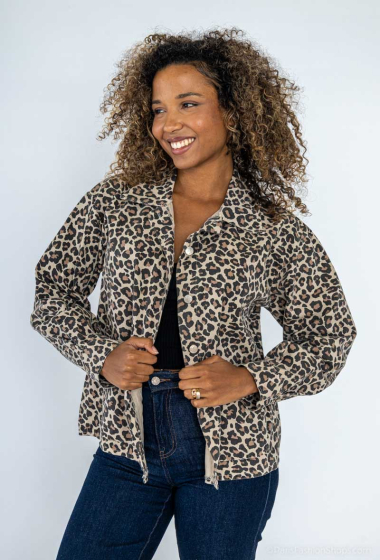 Wholesaler Pépouz' Paris - Leopard cotton denim jacket